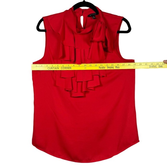 Banana Republic Ruffle Mock Neck Top, Watermelon, Size Medium - Picture 4 of 8